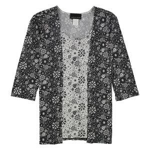 Lauren M. Petites Womens 2-Fer Pullover Blouse, Black, NWT